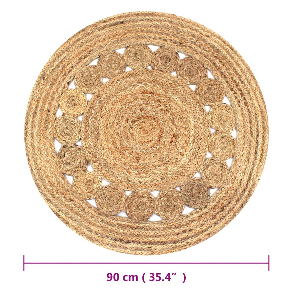 Matte flettet jute 90 cm rund
