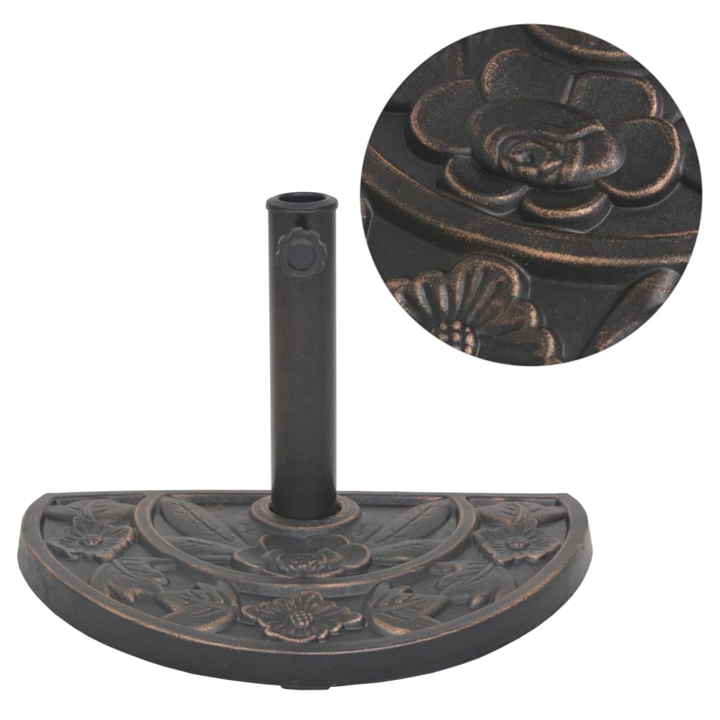 Parasollfot harpiks halvsirkel bronse 9 kg vidaXL
