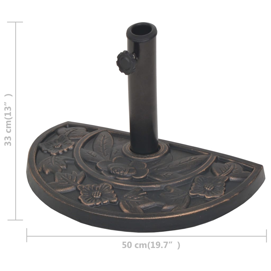 Parasollfot harpiks halvsirkel bronse 9 kg vidaXL