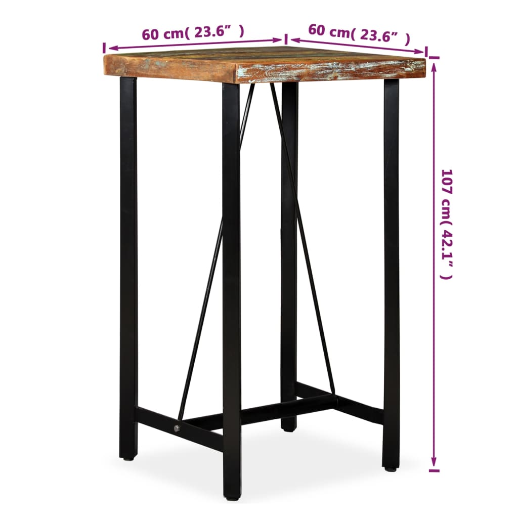 Barbord gjenvunnet heltre 60x60x107 cm