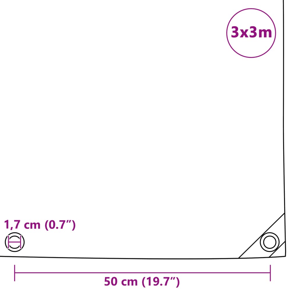 Presenning 650 g/m² 3x3 m grå