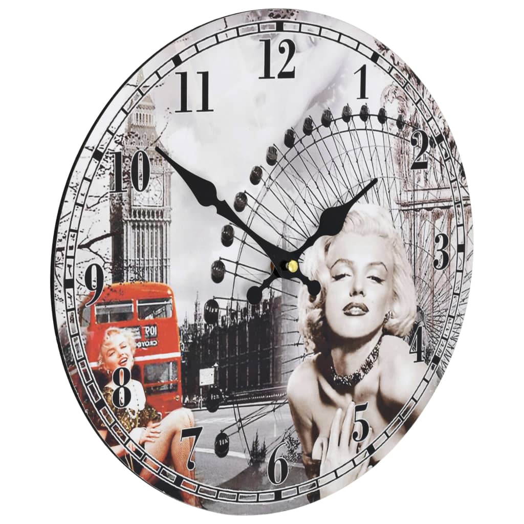 Veggklokke vintage Marilyn Monroe 30 cm