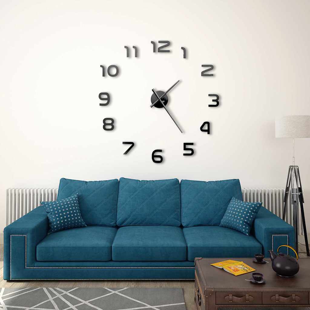 Veggklokke 3D moderne design 100 cm XXL svart