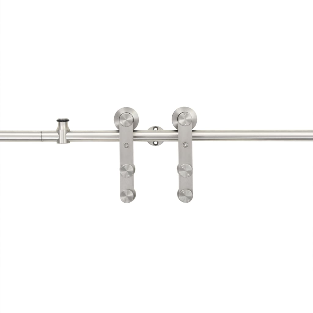 Utstyrsett for skyvedør 183 cm rustfritt stål sølv