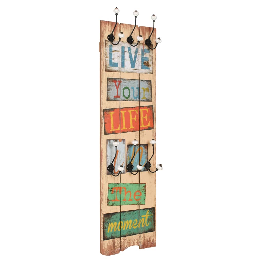 Veggmontert klesstativ med 6 kroker 120x40 cm LIVE LIFE vidaXL