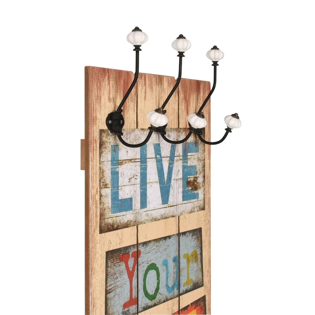 Veggmontert klesstativ med 6 kroker 120x40 cm LIVE LIFE vidaXL