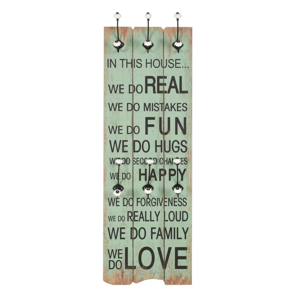 Veggmontert klesstativ med 6 kroker 120x40 cm "HAPPY LOVE" vidaXL