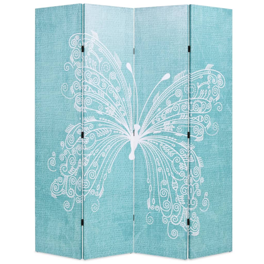 Sammenleggbar romdeler 160x170 cm sommerfugl blå