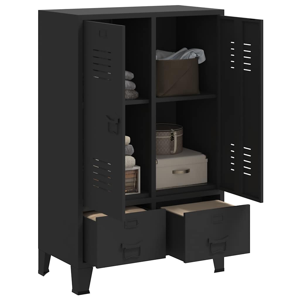 Garderobe metall industriell stil 67x35x107 cm svart