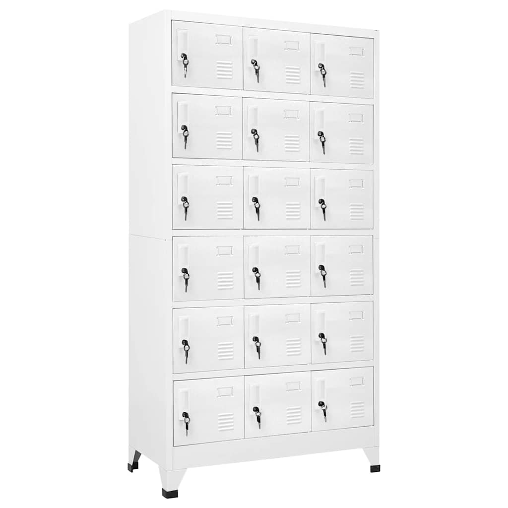 Garderobeskap med 18 rom metall 90x40x180 cm