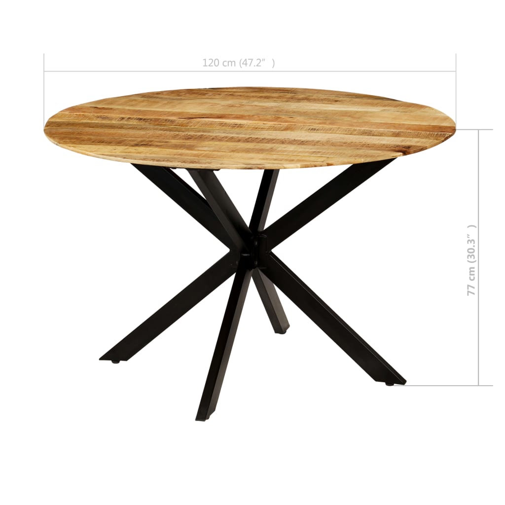Spisebord heltre mango og stål 120x77 cm