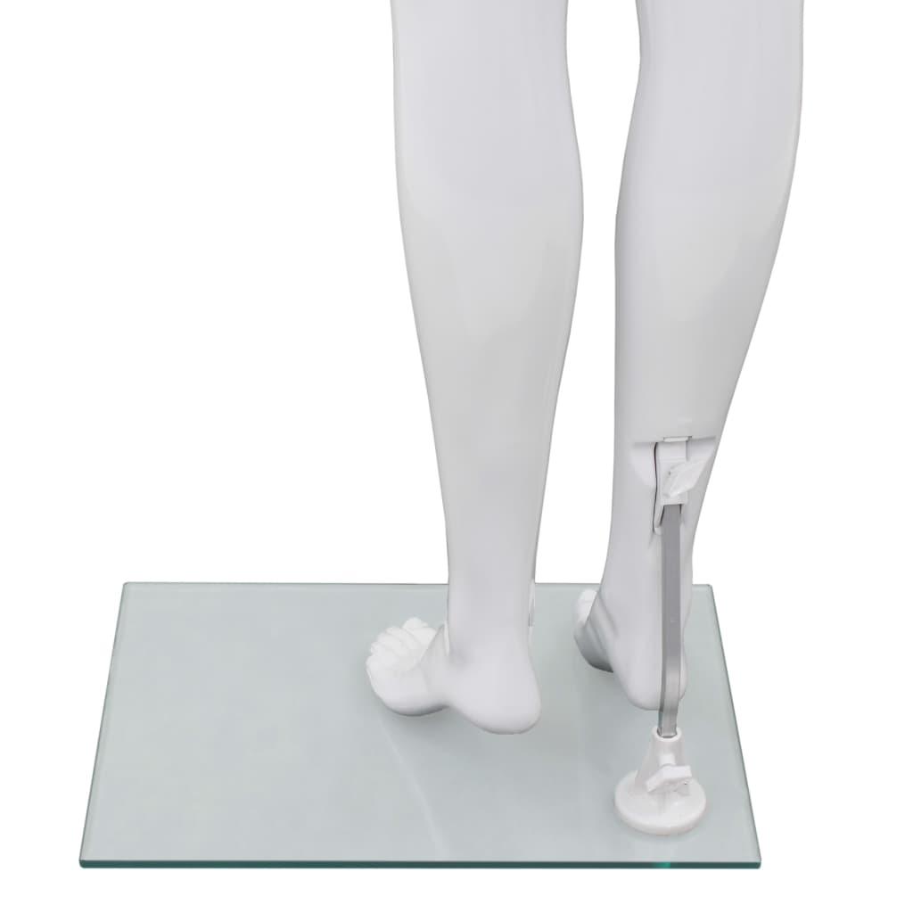 Full-body kvinnelig utstillingsdukke med glassbase hvit 175 cm