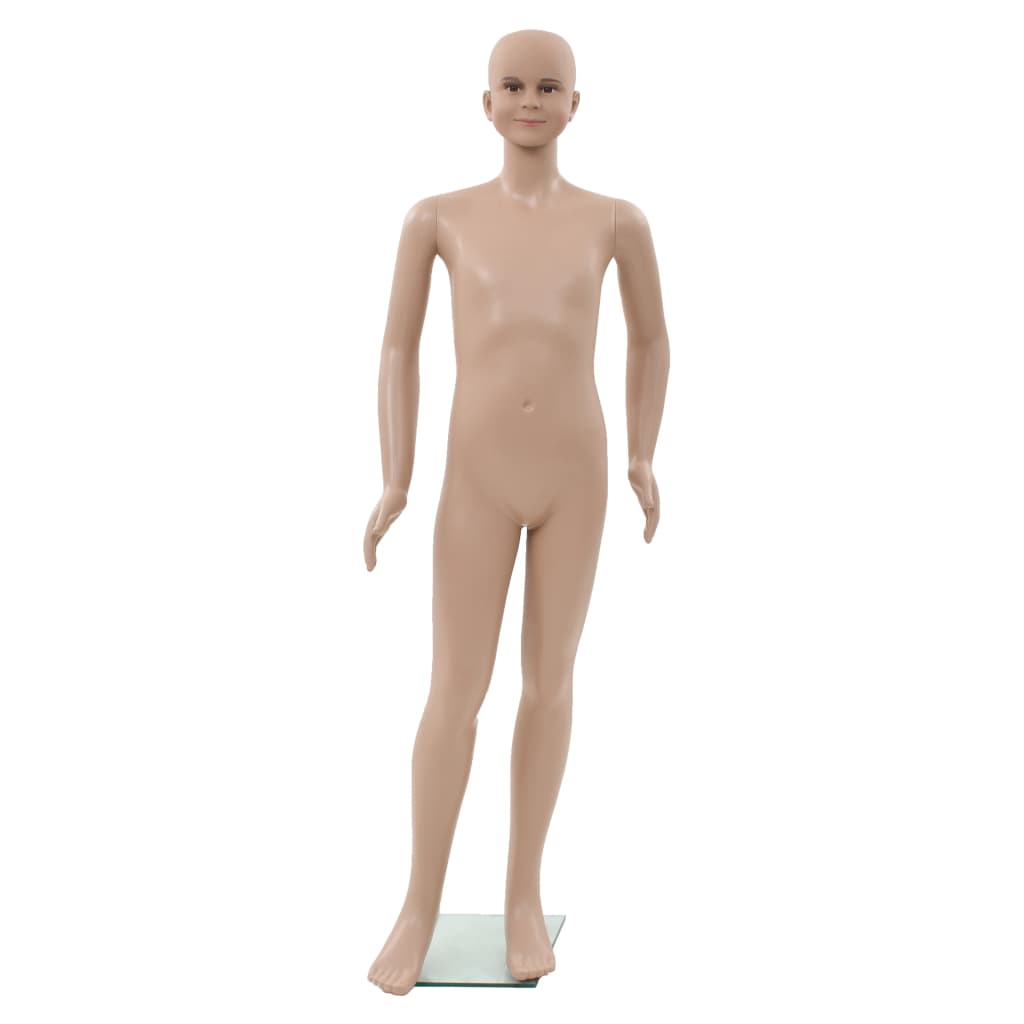 Full-body barneutstillingsdukke med glassbase beige 140 cm