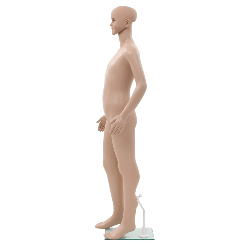 Full-body barneutstillingsdukke med glassbase beige 140 cm