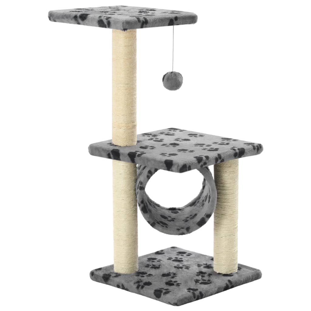 Kloretre med klorestolper i sisal 65 cm poteavtrykk grå