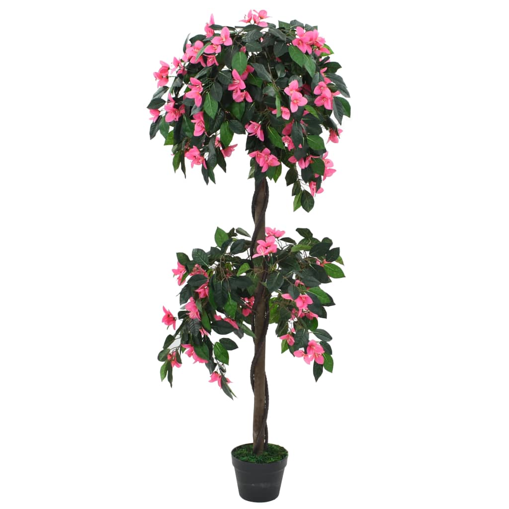 Kunstig rododendronplante med potte 155 cm grønn og rosa