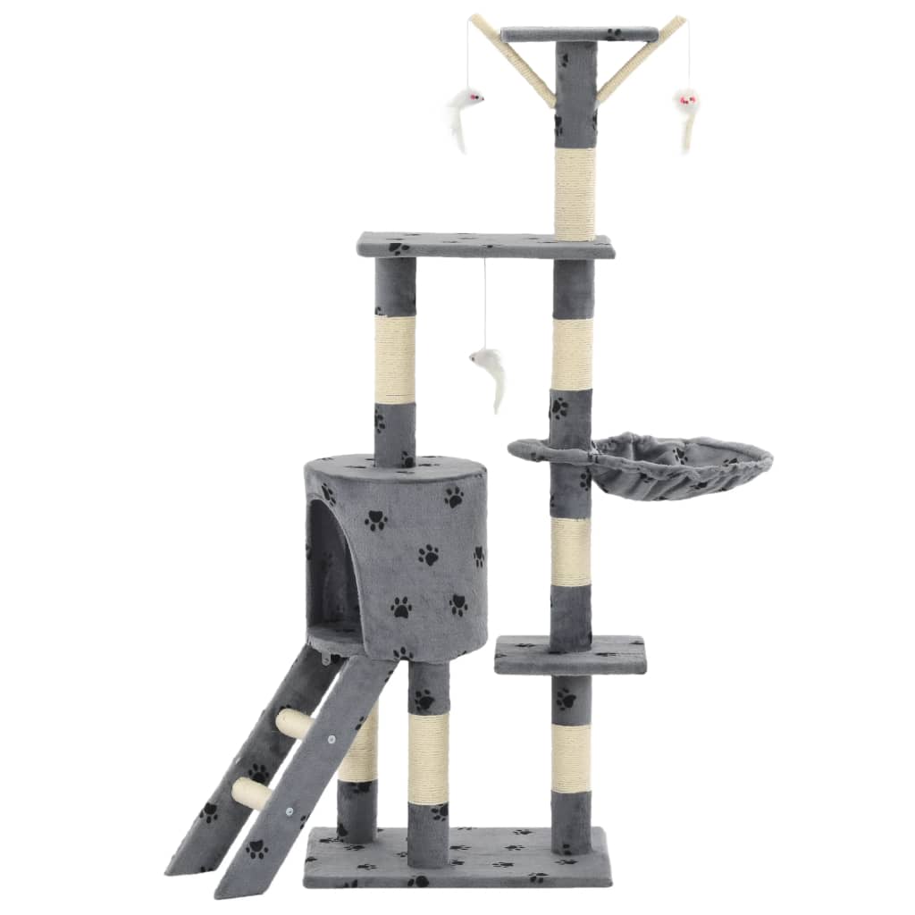 Kloretre med klorestolper i sisal 138 cm poteavtrykk grå