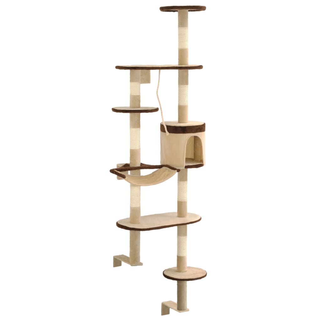 Kattetre med klorestolper i sisal veggmontert 194 cm