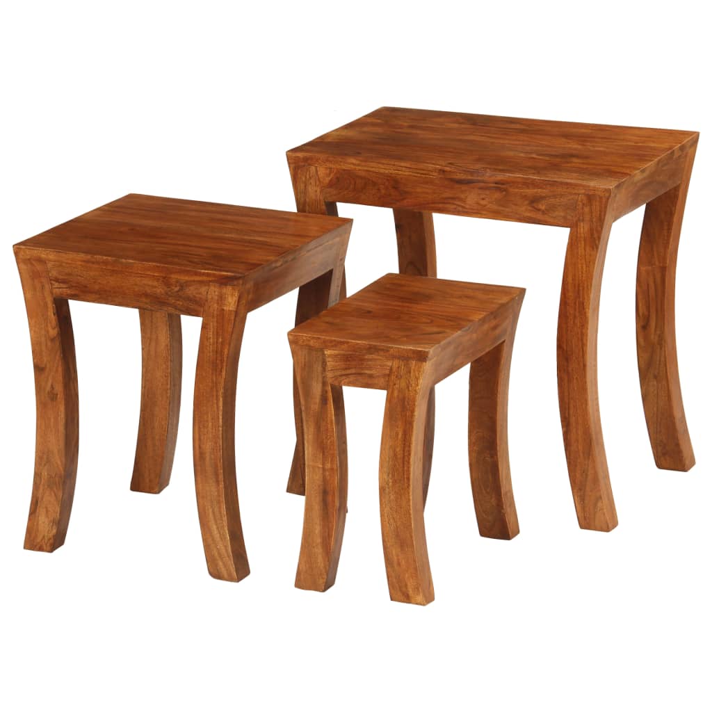 Stablebordsett 3 deler heltre akasie 50x35x50 cm brun