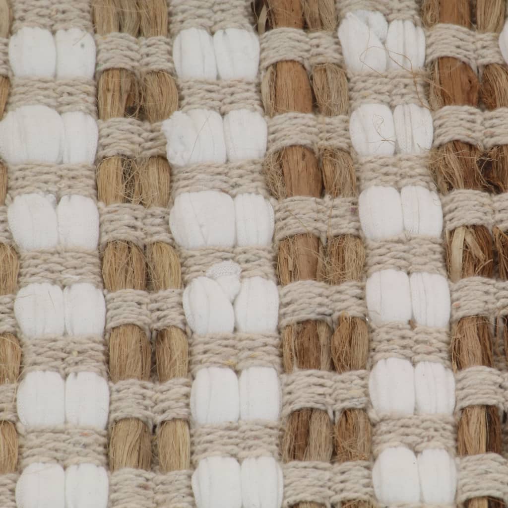 Håndvevd bademattesett jute stoff naturell og hvit vidaXL