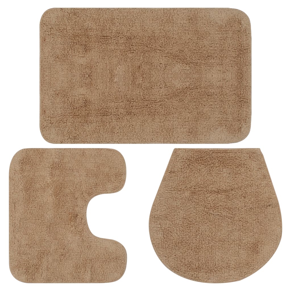 Baderomsmattesett 3 stk stoff beige vidaXL