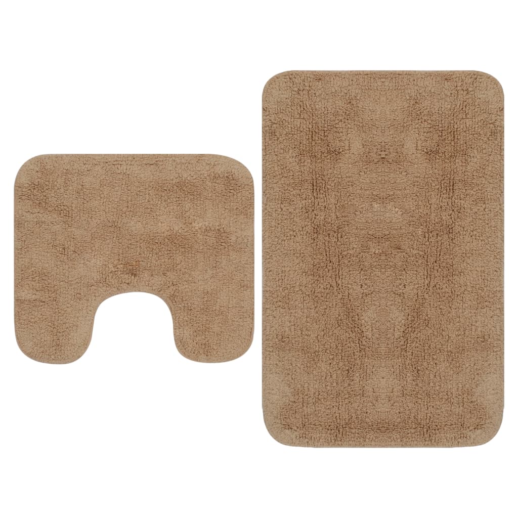 Baderomsmattesett 2 stk stoff beige vidaXL