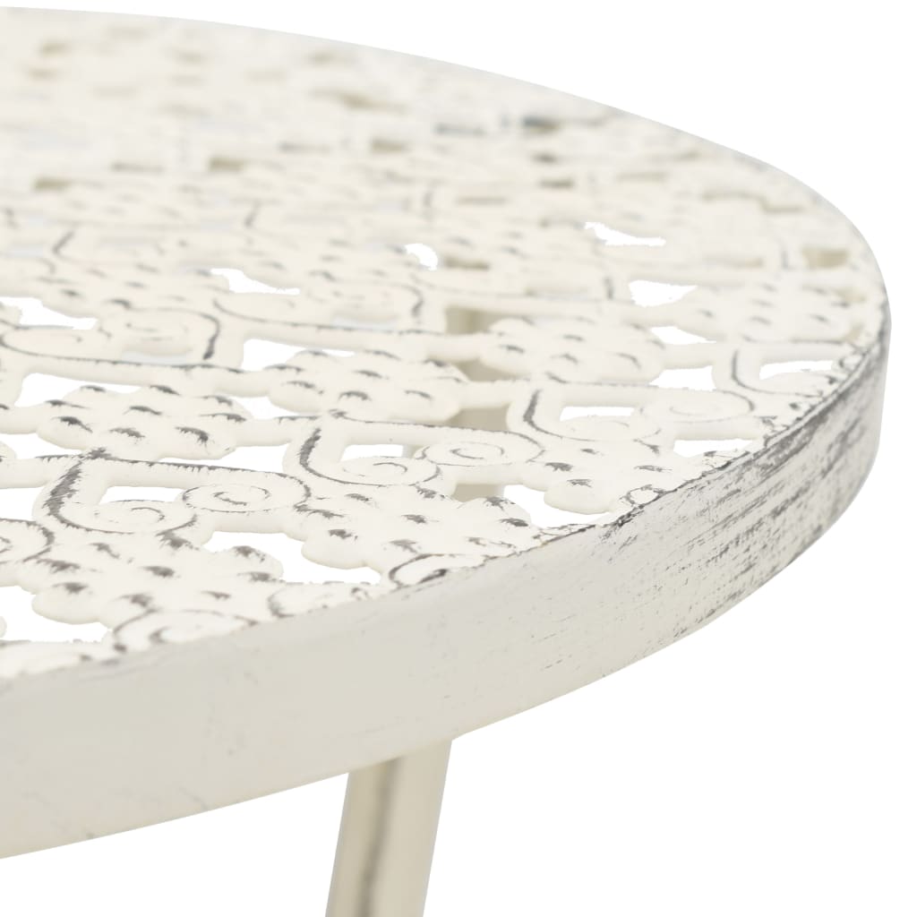 Bistrobord gammeldags stil rund metall 40x70 cm hvit