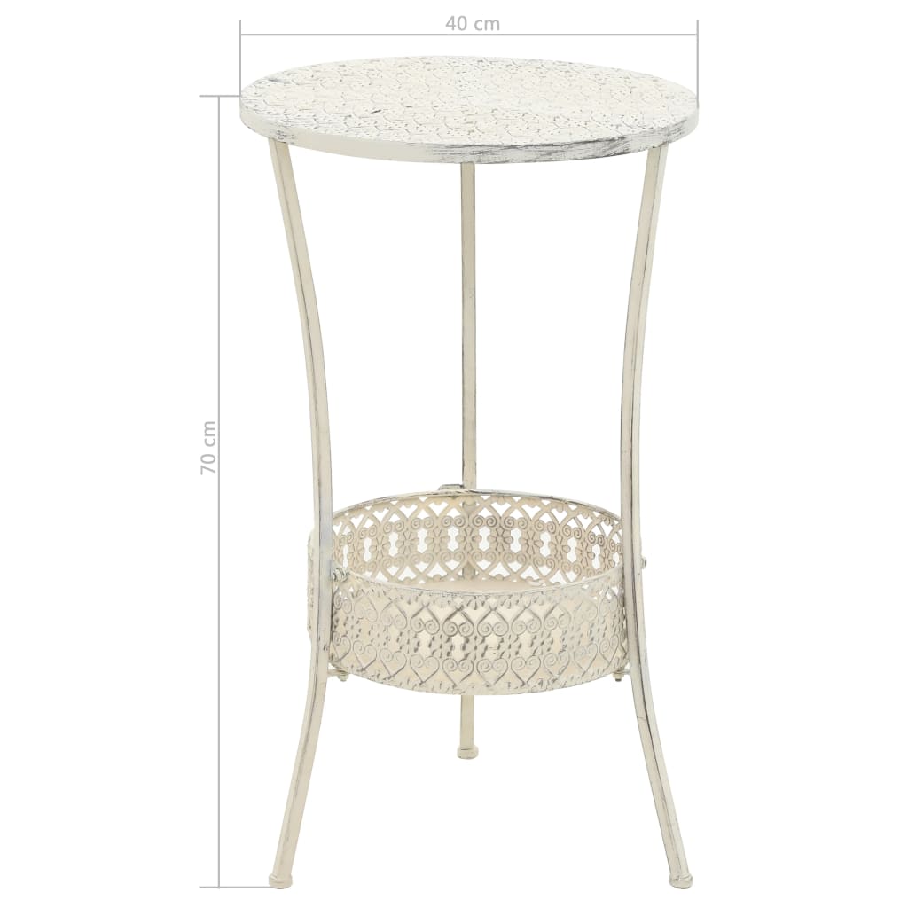 Bistrobord gammeldags stil rund metall 40x70 cm hvit