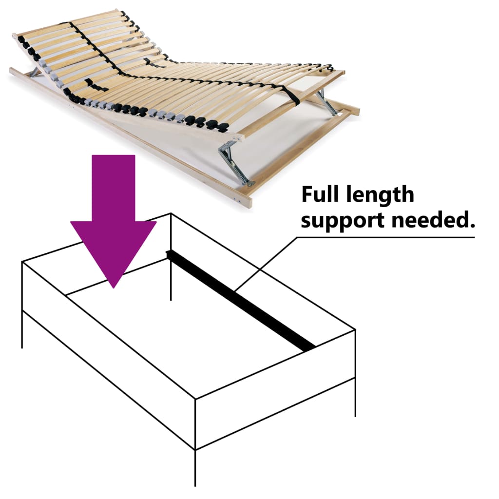 Spilebase med 28 lameller 7 soner 90x200 cm vidaXL