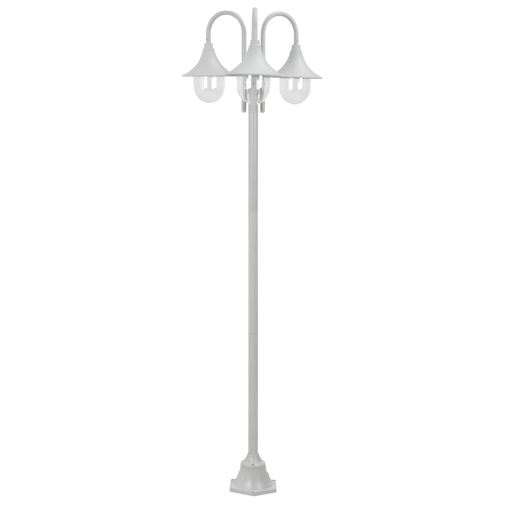 Hagelyktestolpe E27 220 cm aluminium 3 lamper hvit