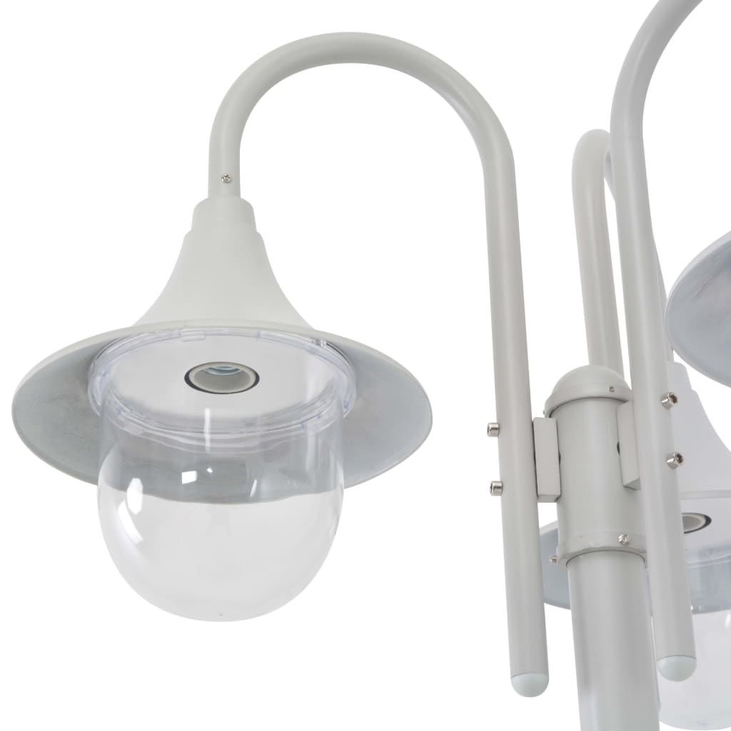 Hagelyktestolpe E27 220 cm aluminium 3 lamper hvit