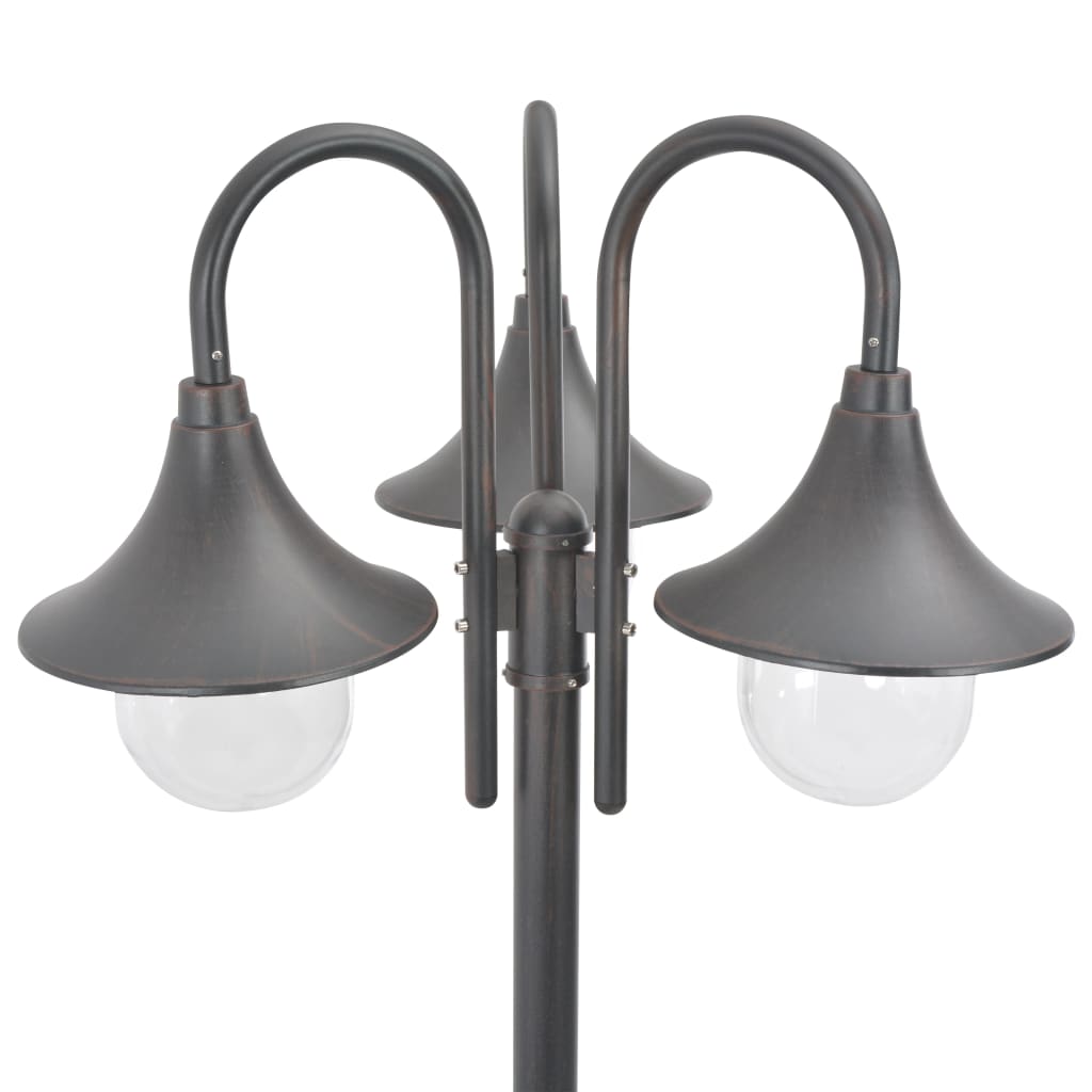 Hagelyktestolpe E27 220 cm aluminium 3 lamper bronse