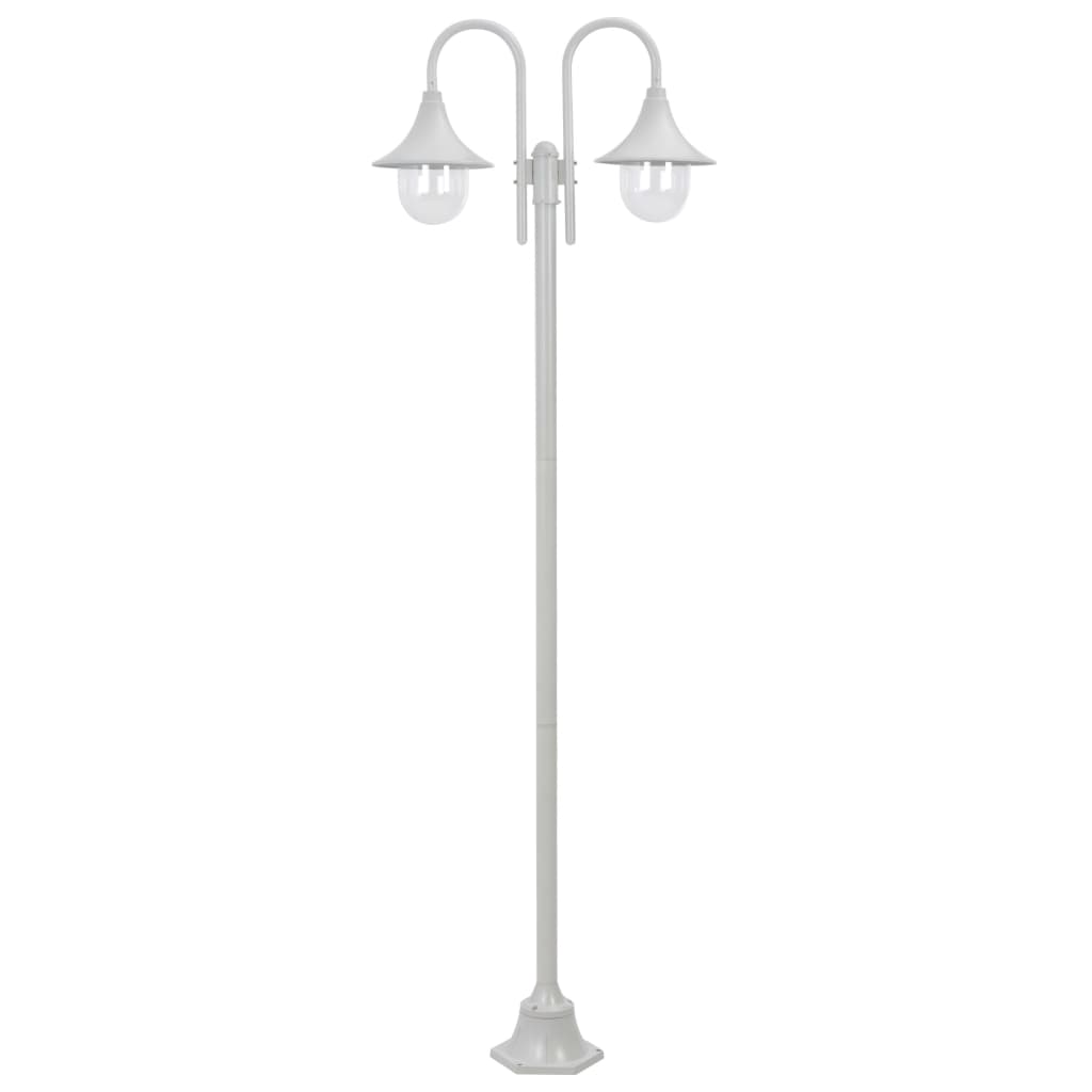 Hagelyktestolpe E27 220 cm aluminium 2 lamper hvit vidaXL