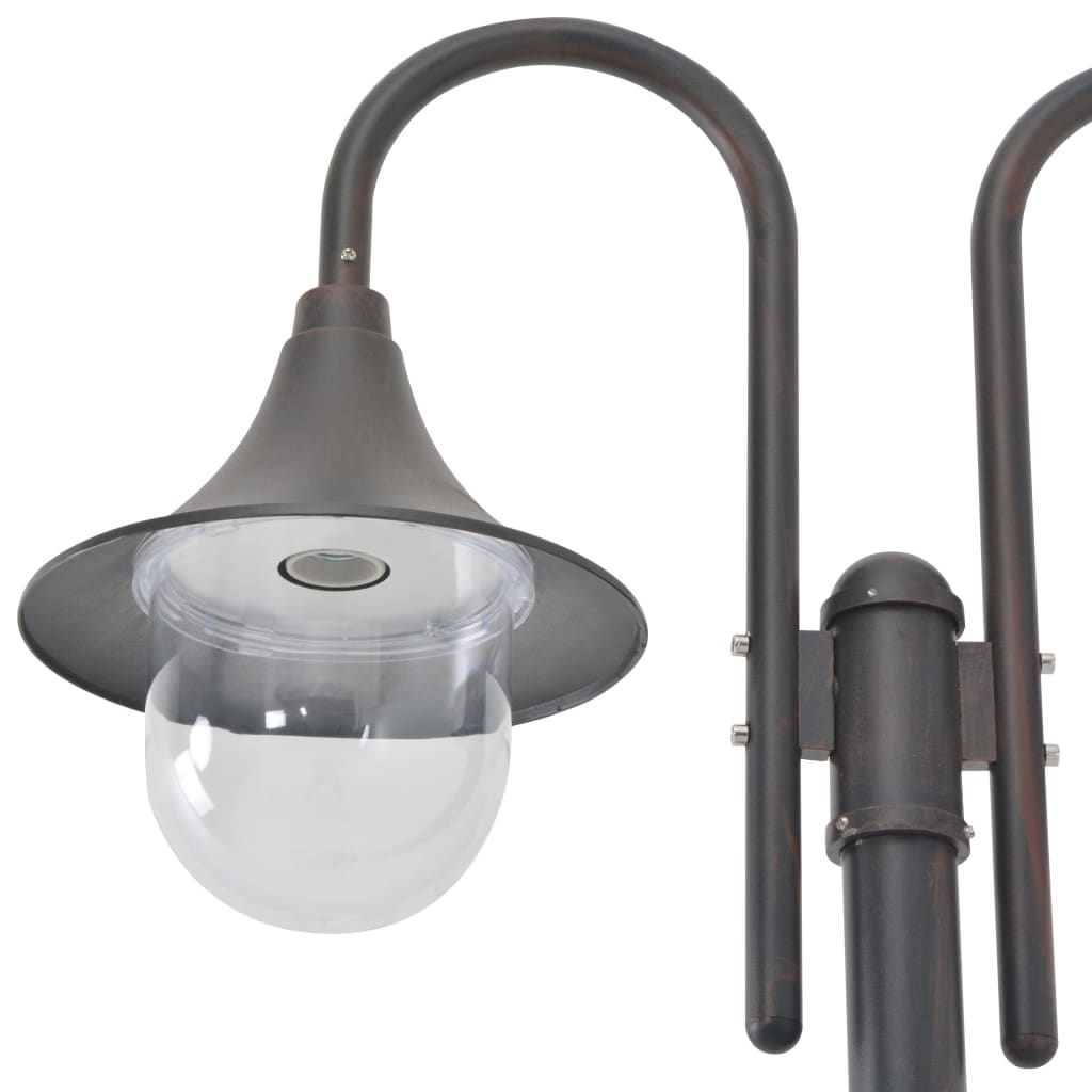 Hagelyktestolpe E27 220 cm aluminium 2 lamper bronse