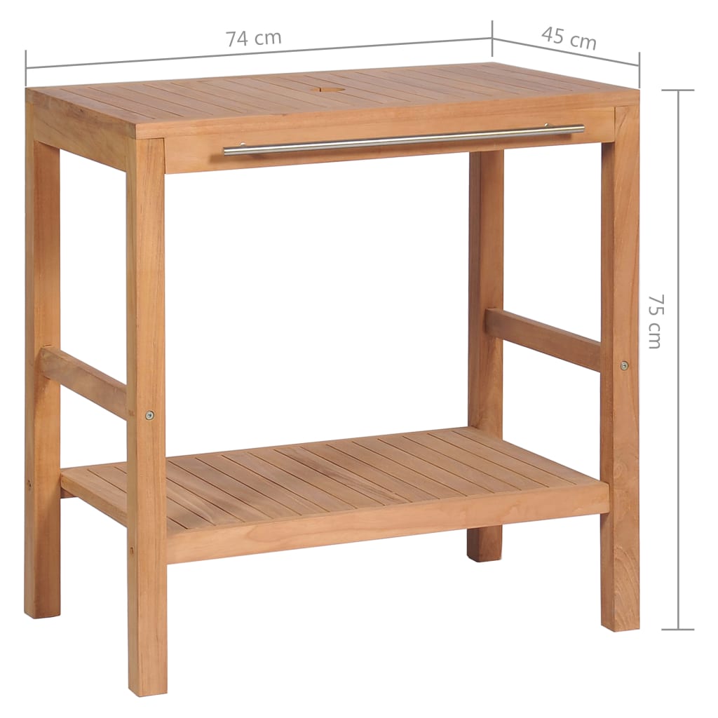 Servantskap for bad heltre teak 74x45x75 cm