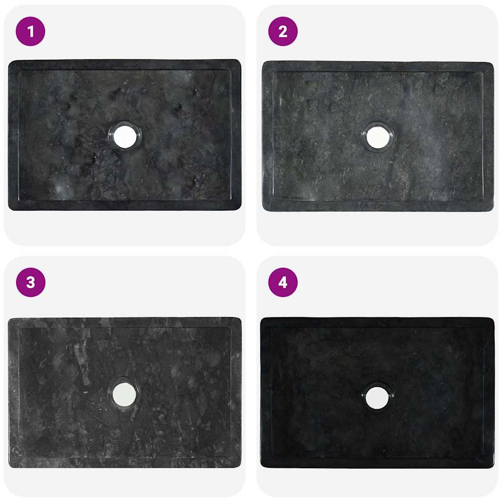 Vask 45x30x12 cm marmor høyglans svart vidaXL