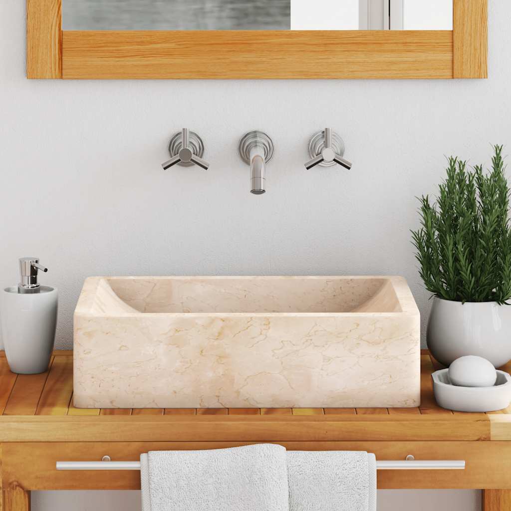 Vask 45x30x12 cm marmor høyglans krem