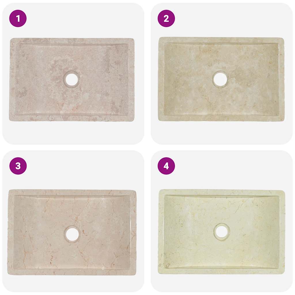 Vask 45x30x12 cm marmor høyglans krem