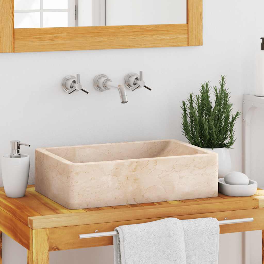Vask 45x30x12 cm marmor høyglans krem