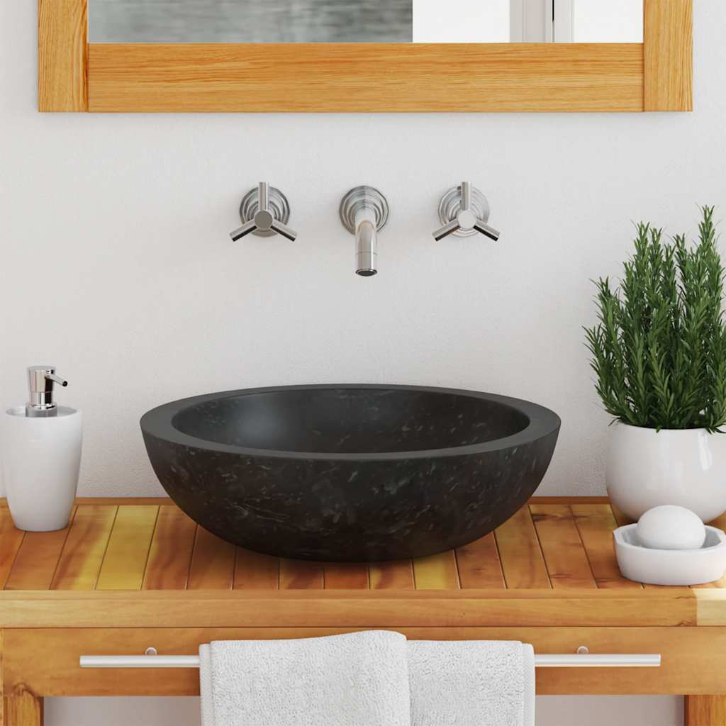 Vask 40x12 cm marmor svart