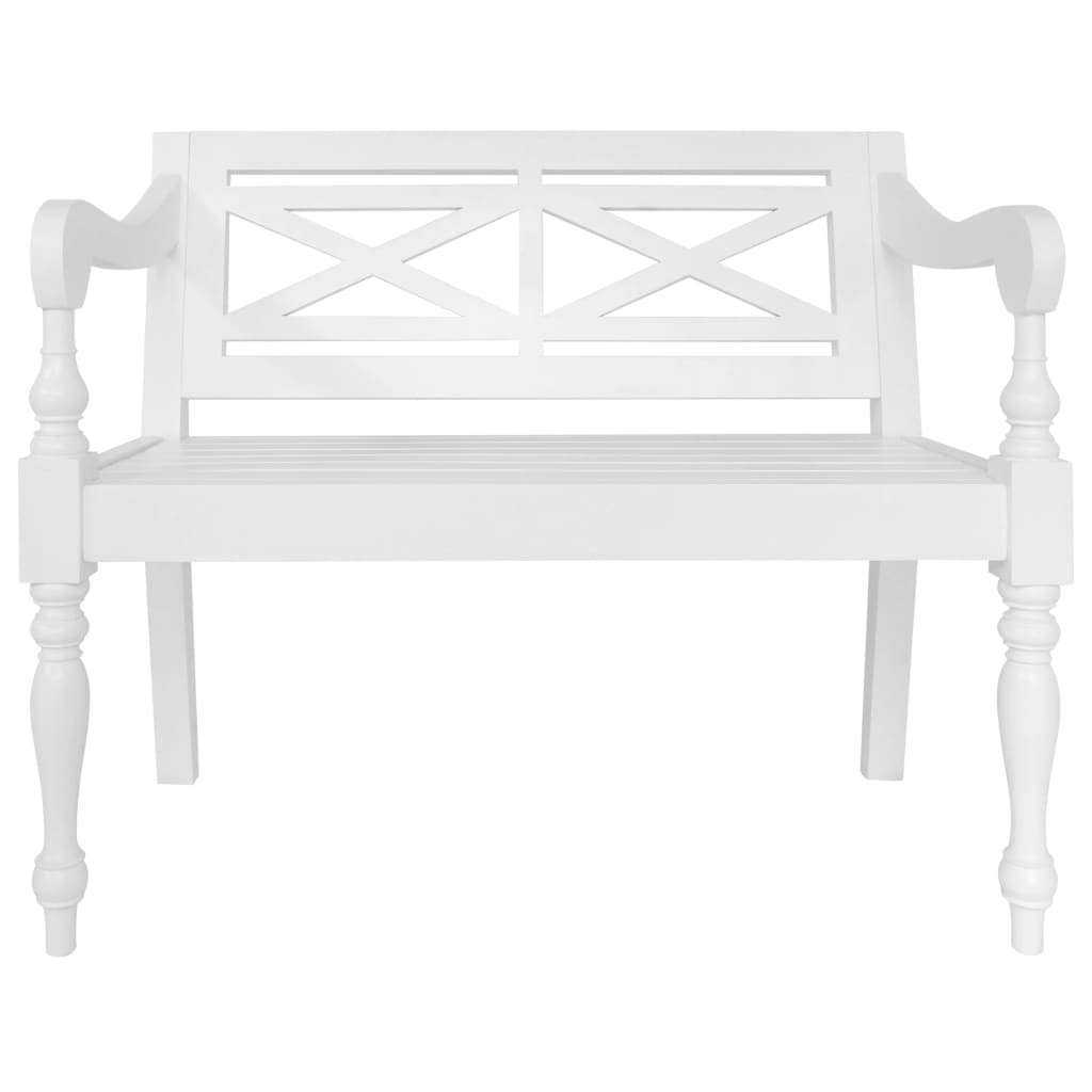 Bataviabenk 98 cm heltre mahogni hvit