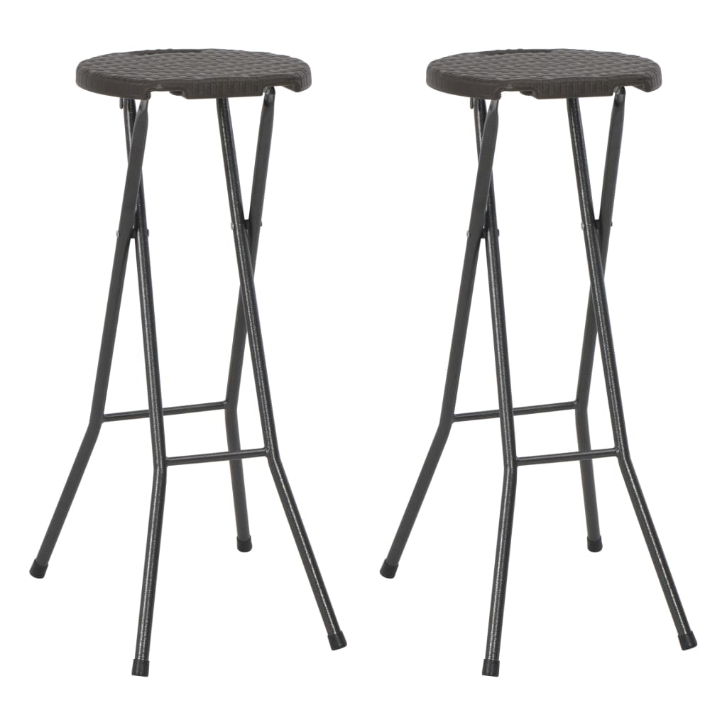 Sammenleggbare barkrakker 2 stk HDPE og stål brun rottingstil vidaXL