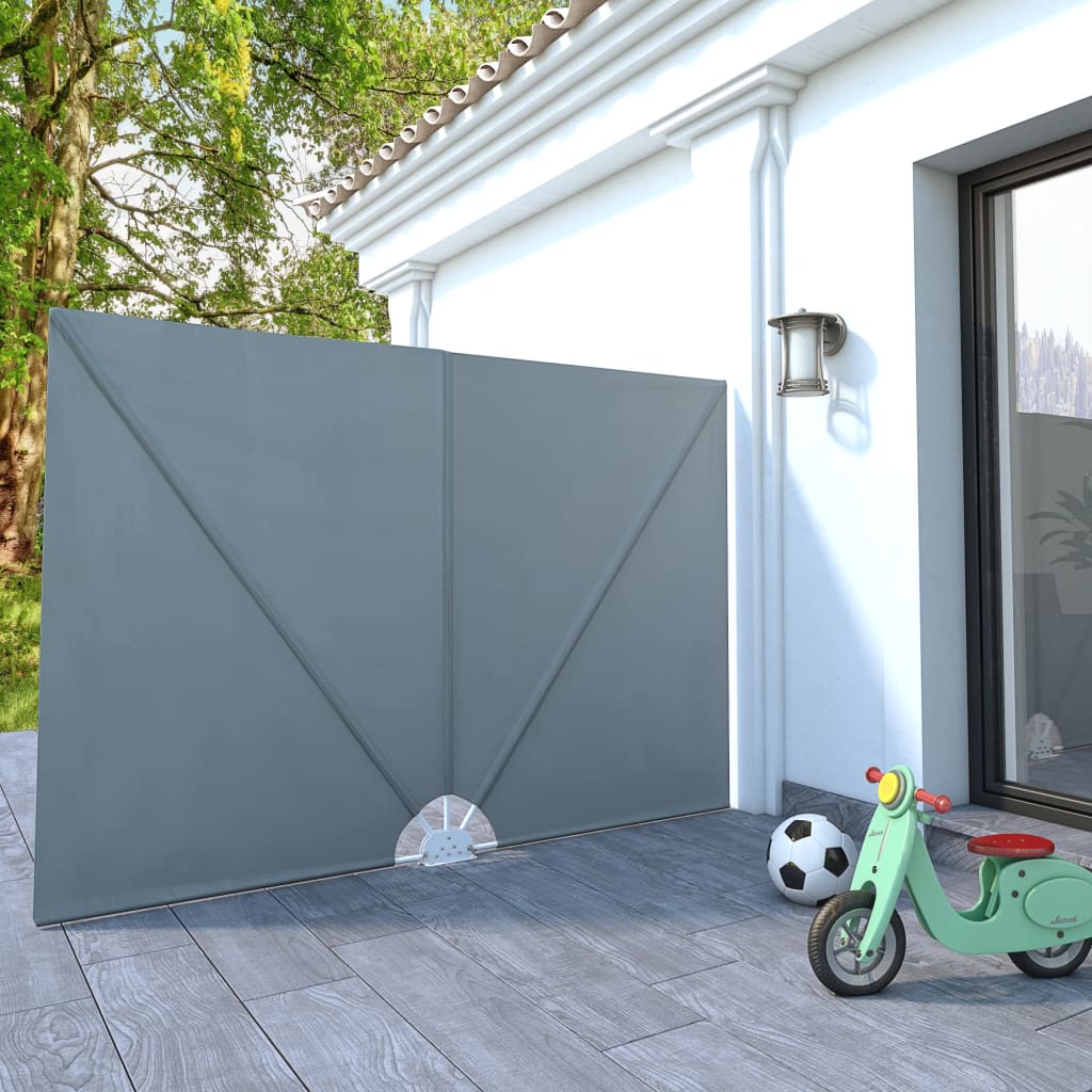 Sammenleggbar sidemarkise for terrasse grå 240x160 cm