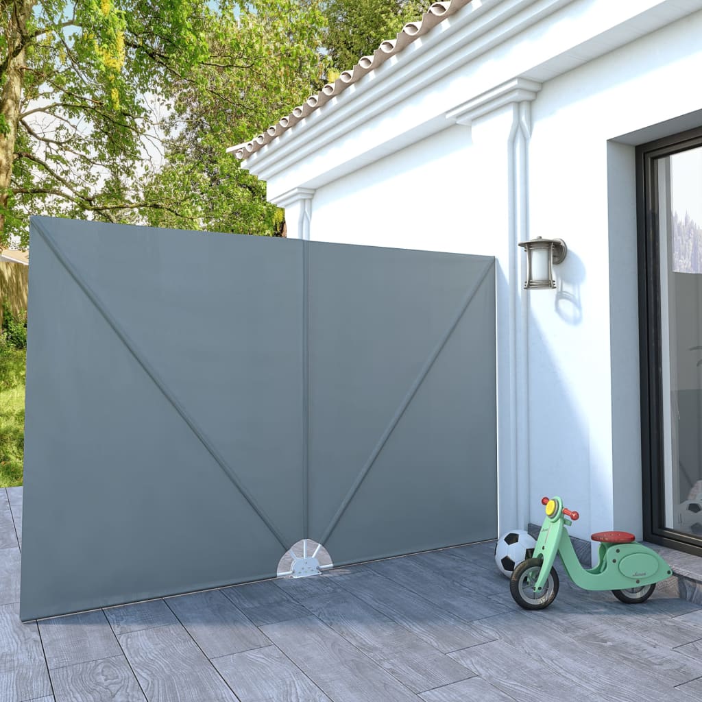 Sammenleggbar sidemarkise for terrasse grå 300x200 cm