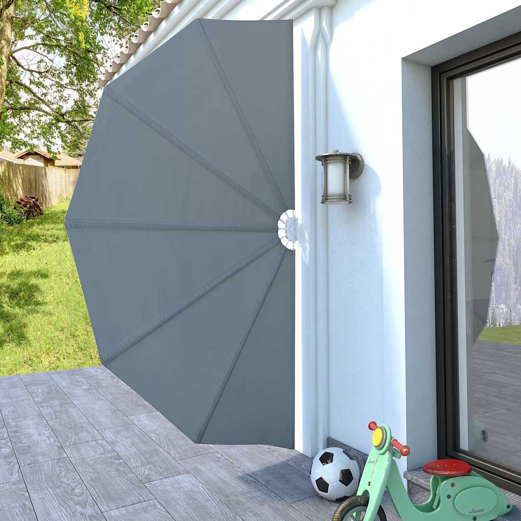 Sammenleggbar sidemarkise for terrasse grå 160 cm