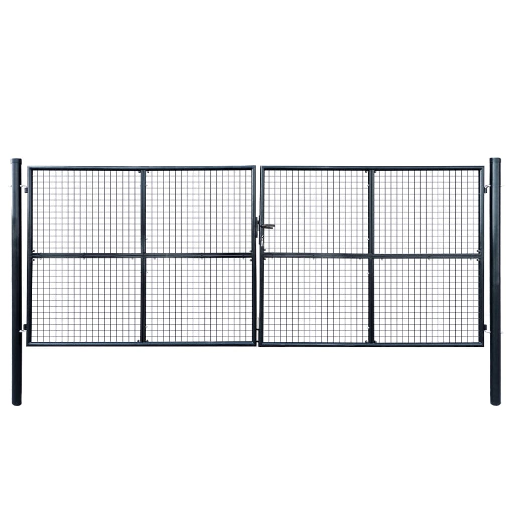 Hageport av netting galvanisert stål 400x150 cm grå