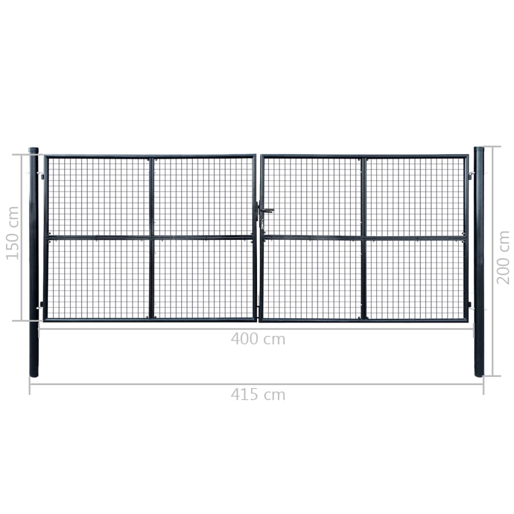 Hageport av netting galvanisert stål 400x150 cm grå