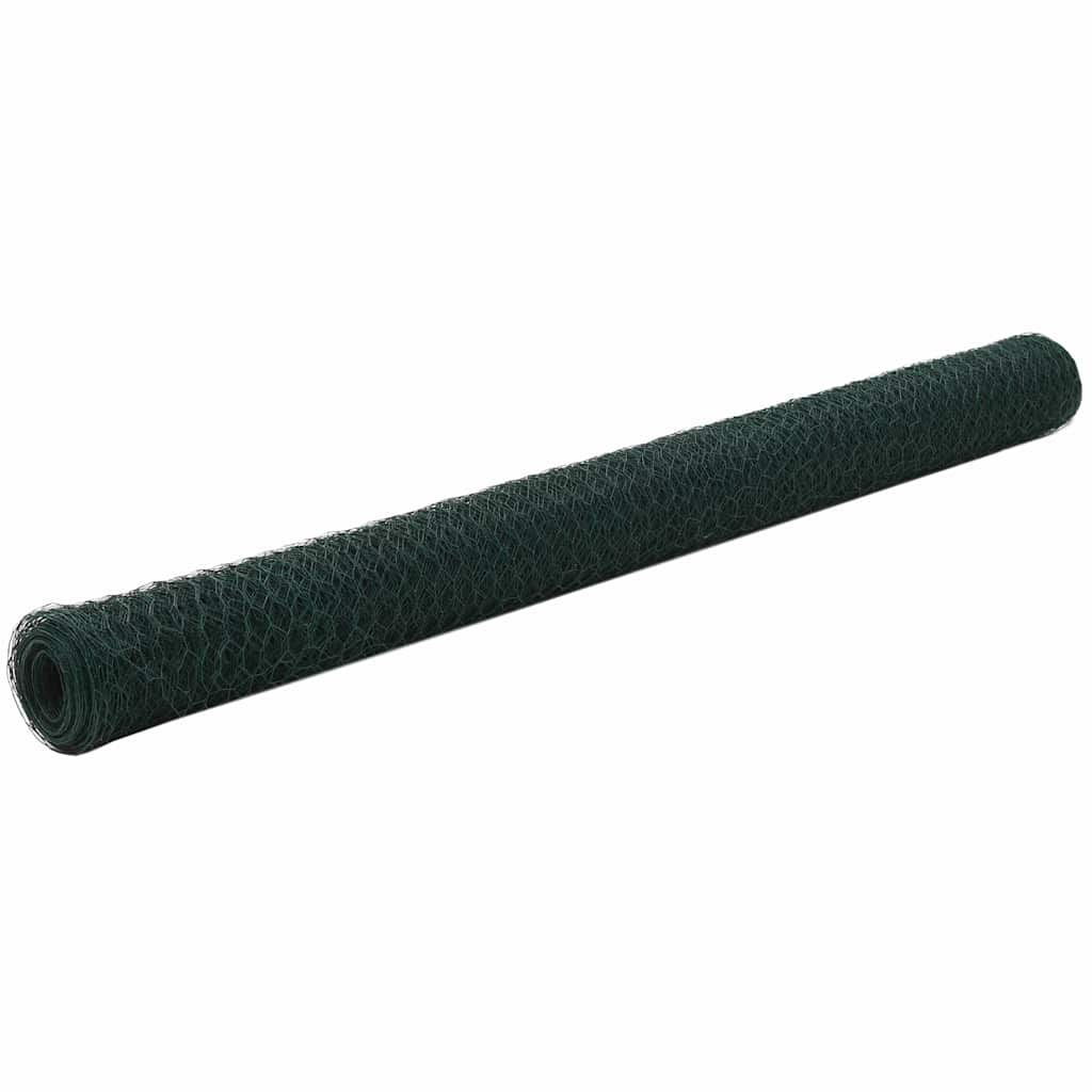 Trådgjerde kylling stål med PVC-belegg 25x1,5 m grønn vidaXL