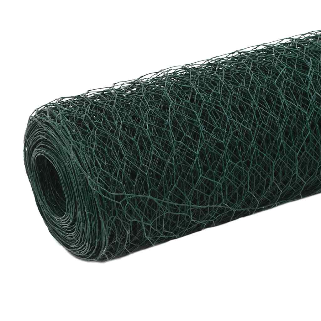 Trådgjerde kylling stål med PVC-belegg 25x1,5 m grønn vidaXL