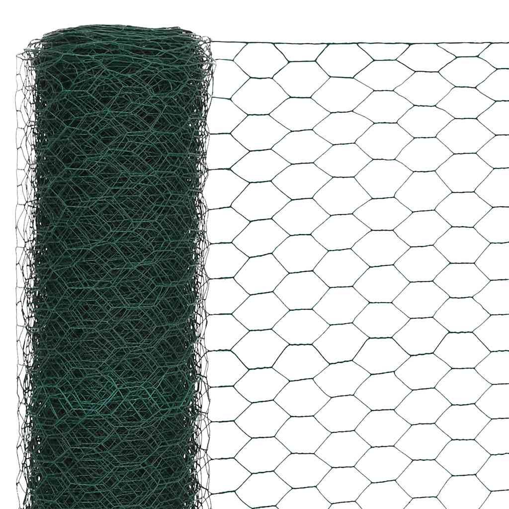 Trådgjerde kylling stål med PVC-belegg 25x1,5 m grønn vidaXL